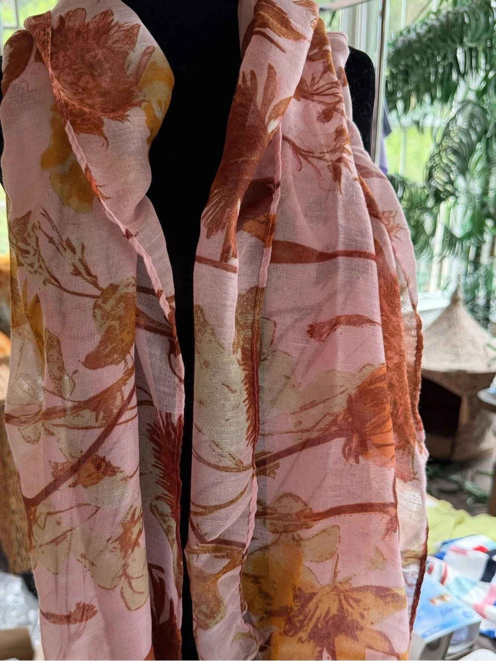 Floral Pink & Rust Lightweight Scarf